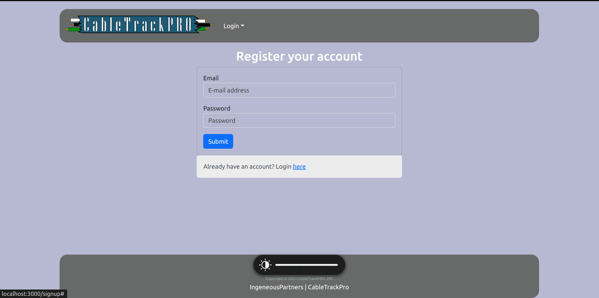 sign-up page